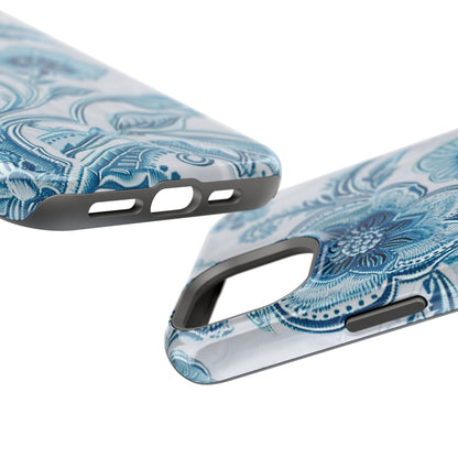 Blue Floral Magnetic Impact - Resistant Phone Case - DIGITAL X