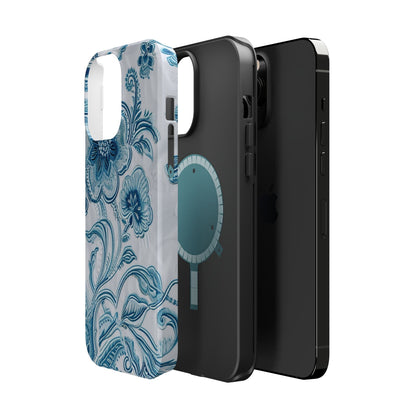 Blue Floral Magnetic Impact - Resistant Phone Case - DIGITAL X