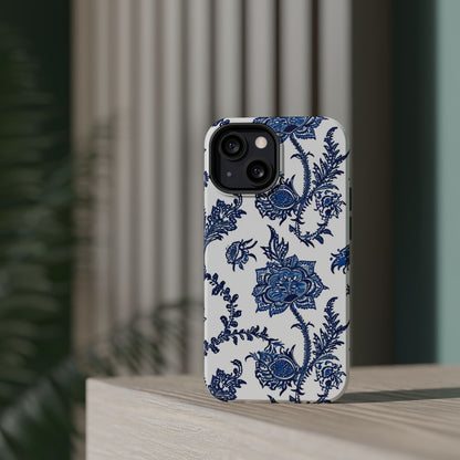 Blue Floral Magnetic Impact - Resistant Phone Case - DIGITAL X