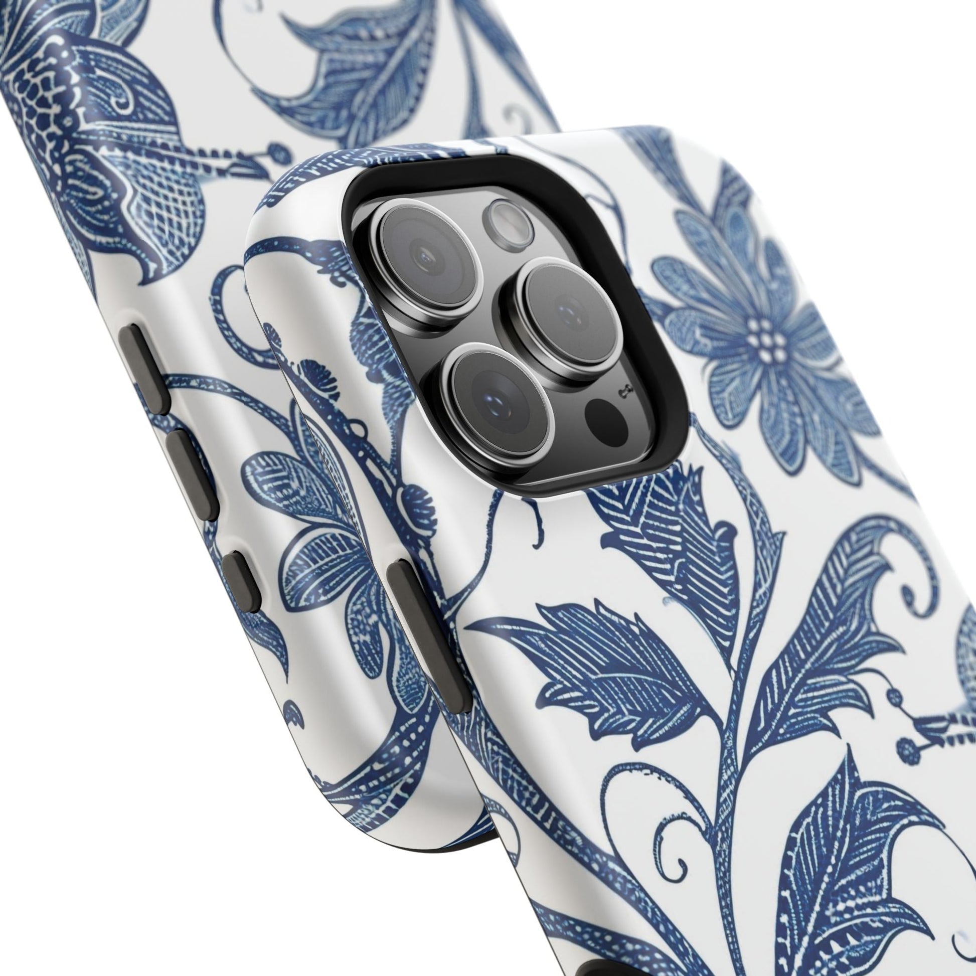 Blue Floral Magnetic Impact - Resistant Phone Case - DIGITAL X