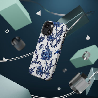Blue Floral Magnetic Impact - Resistant Phone Case - DIGITAL X