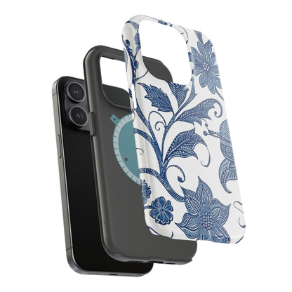 Blue Floral Magnetic Impact - Resistant Phone Case - DIGITAL X