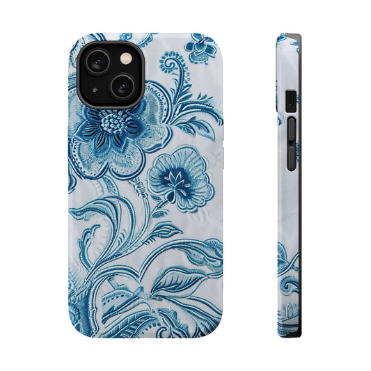 Blue Floral Magnetic Impact - Resistant Phone Case - DIGITAL X
