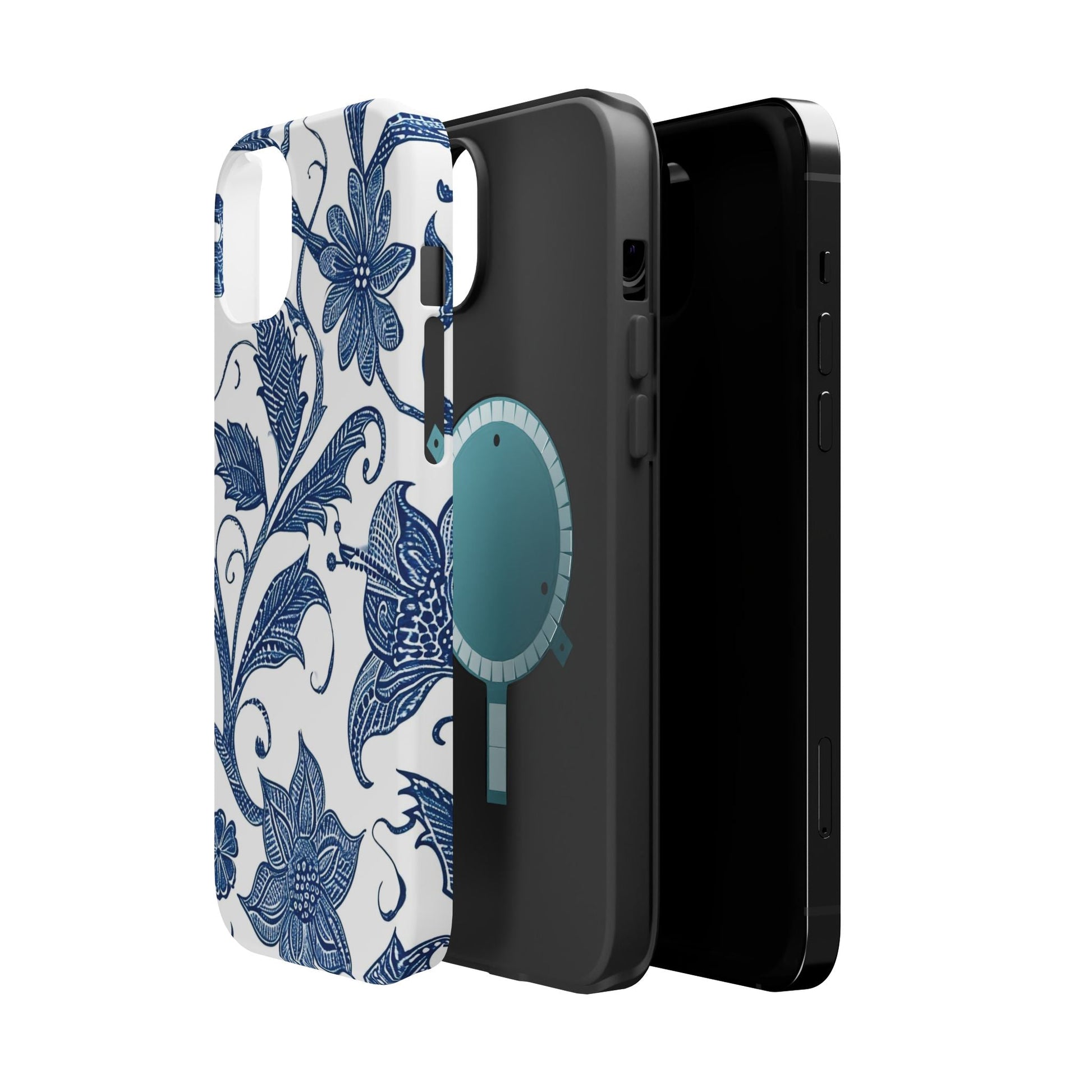 Blue Floral Magnetic Impact - Resistant Phone Case - DIGITAL X