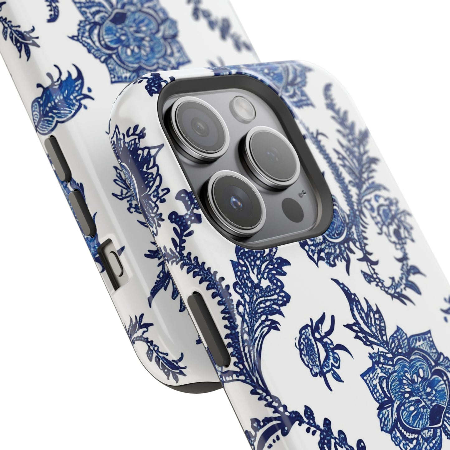 Blue Floral Magnetic Impact - Resistant Phone Case - DIGITAL X