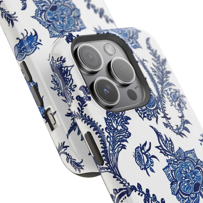 Blue Floral Magnetic Impact - Resistant Phone Case - DIGITAL X