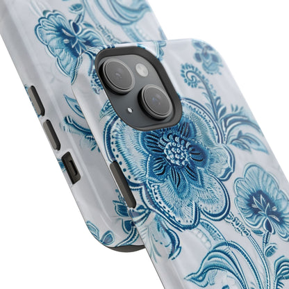 Blue Floral Magnetic Impact - Resistant Phone Case - DIGITAL X