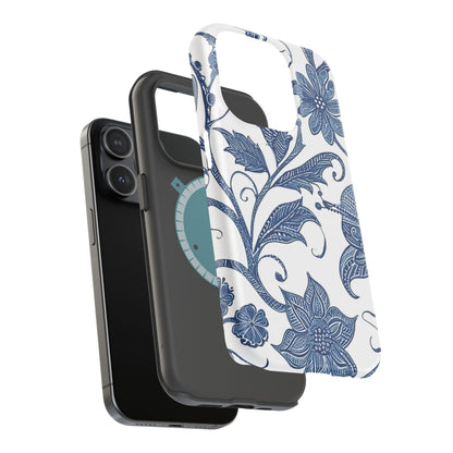 Blue Floral Magnetic Impact - Resistant Phone Case - DIGITAL X
