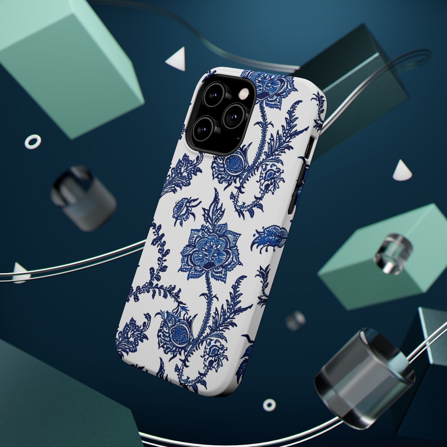 Blue Floral Magnetic Impact - Resistant Phone Case - DIGITAL X