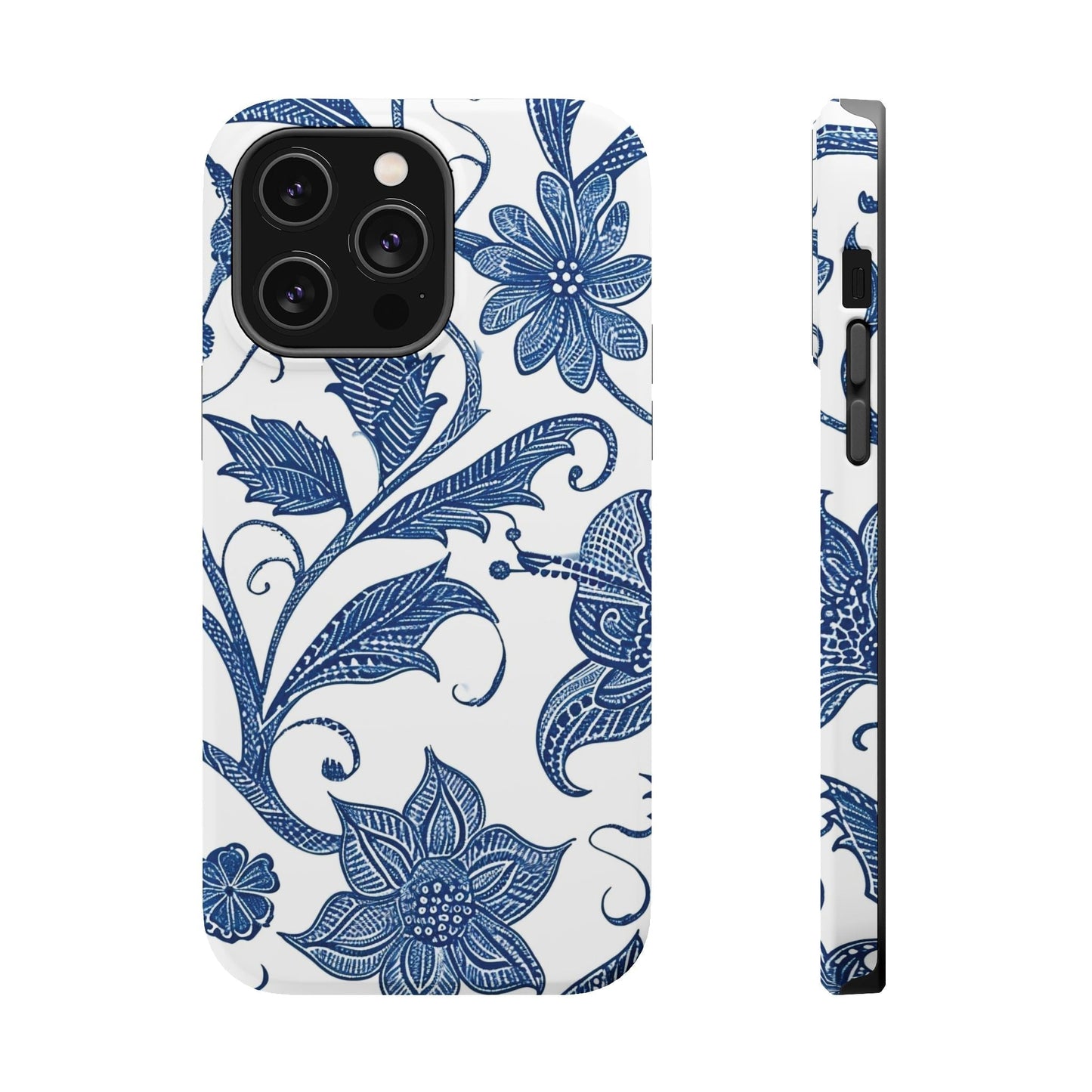 Blue Floral Magnetic Impact - Resistant Phone Case - DIGITAL X