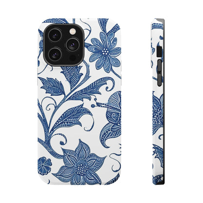 Blue Floral Magnetic Impact - Resistant Phone Case - DIGITAL X