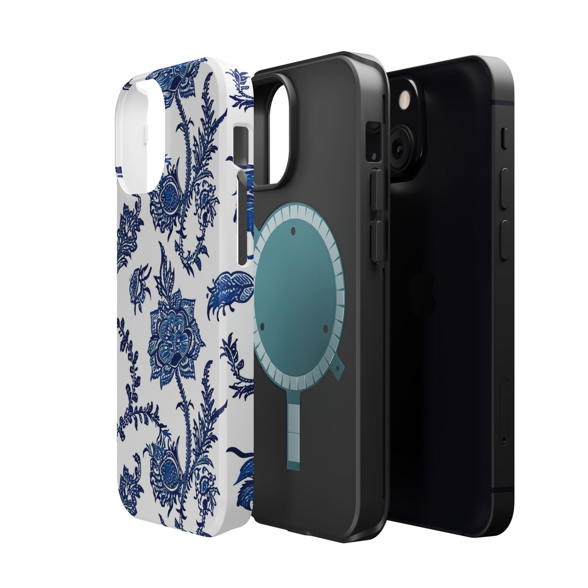 Blue Floral Magnetic Impact - Resistant Phone Case - DIGITAL X