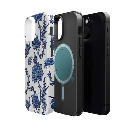 Blue Floral Magnetic Impact - Resistant Phone Case - DIGITAL X