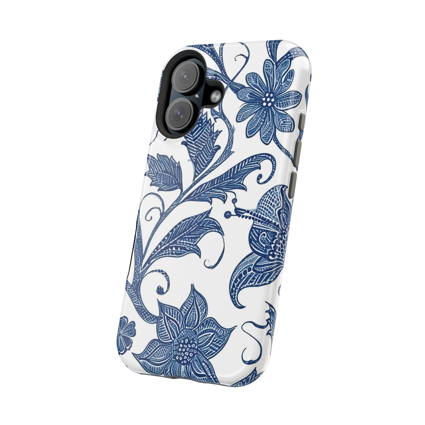 Blue Floral Magnetic Impact - Resistant Phone Case - DIGITAL X