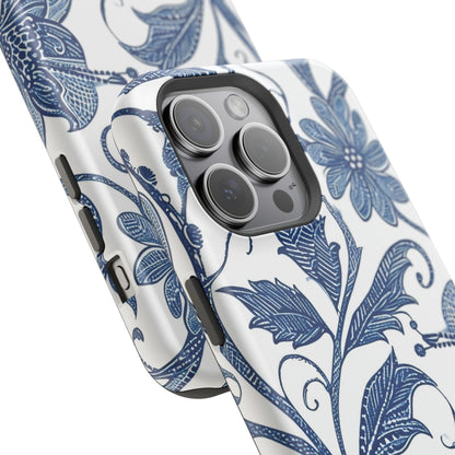 Blue Floral Magnetic Impact - Resistant Phone Case - DIGITAL X