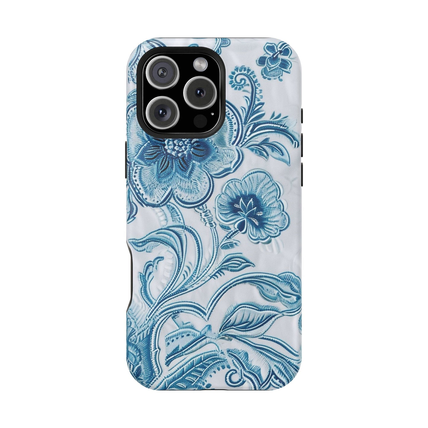 Blue Floral Magnetic Impact - Resistant Phone Case - DIGITAL X