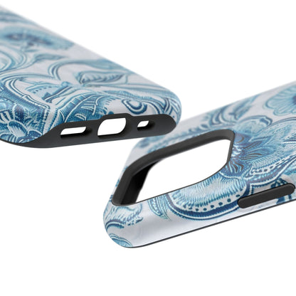 Blue Floral Magnetic Impact - Resistant Phone Case - DIGITAL X