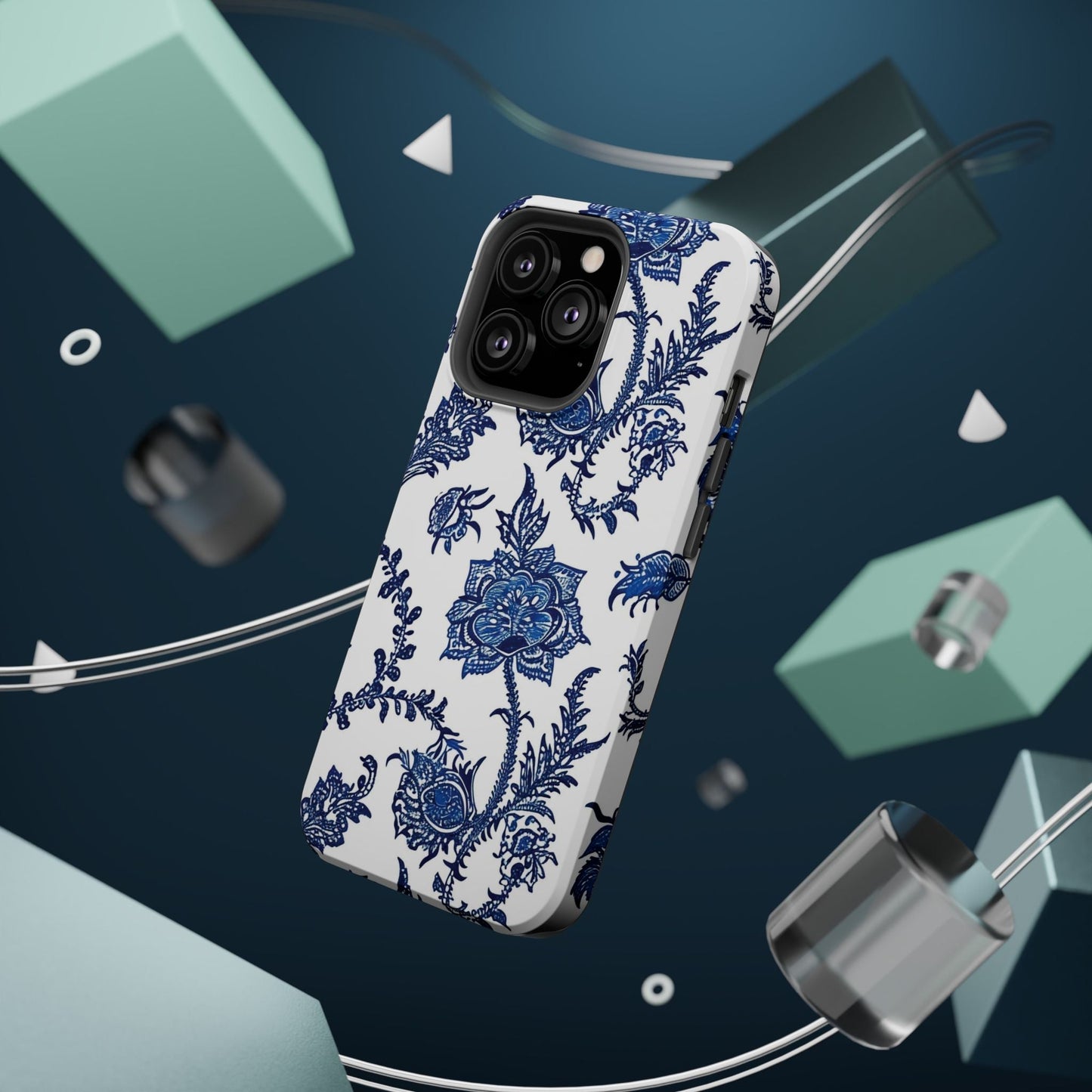 Blue Floral Magnetic Impact - Resistant Phone Case - DIGITAL X