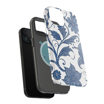Blue Floral Magnetic Impact - Resistant Phone Case - DIGITAL X