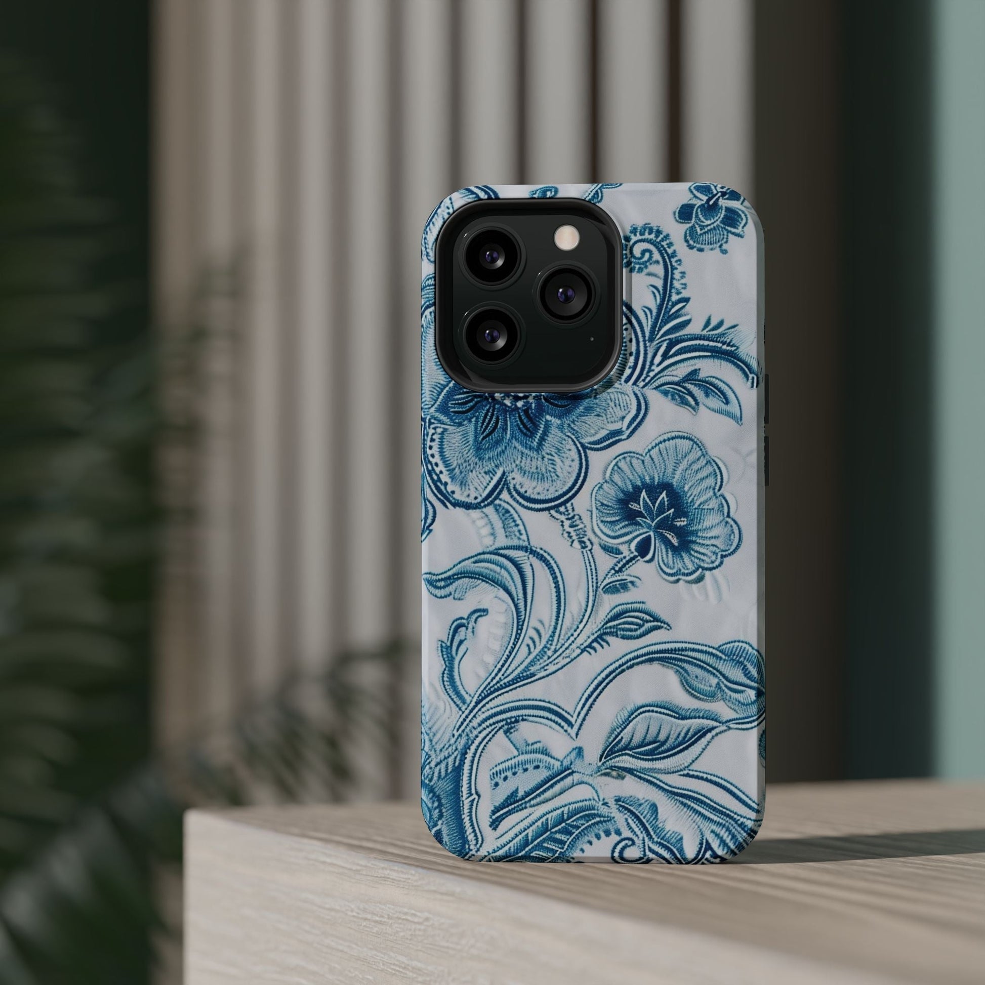 Blue Floral Magnetic Impact - Resistant Phone Case - DIGITAL X