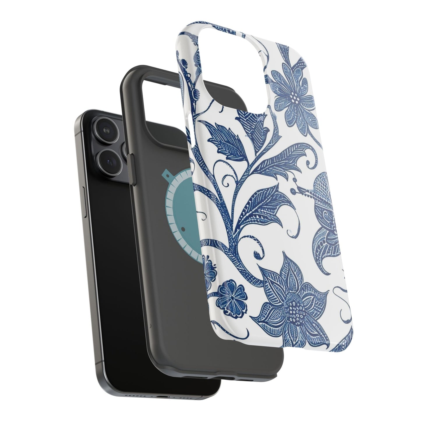 Blue Floral Magnetic Impact - Resistant Phone Case - DIGITAL X