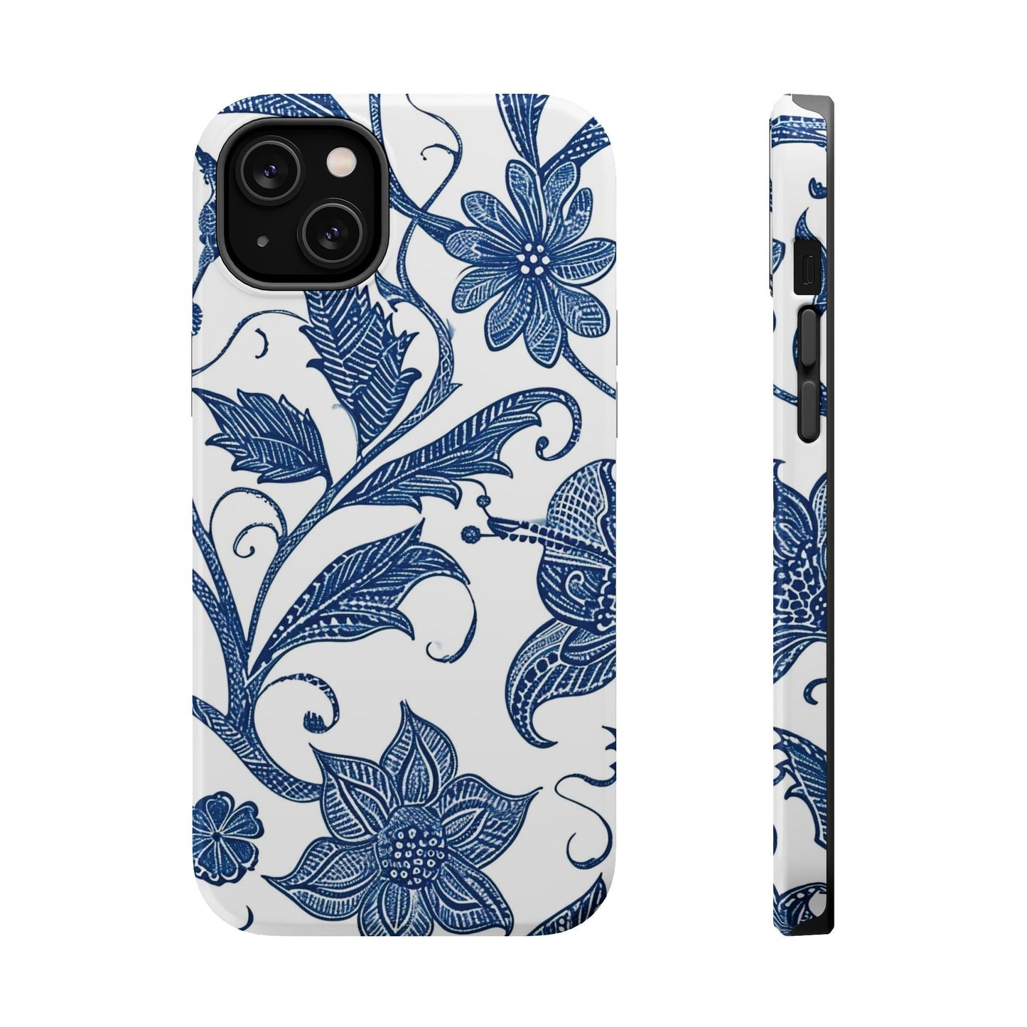 Blue Floral Magnetic Impact - Resistant Phone Case - DIGITAL X