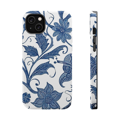 Blue Floral Magnetic Impact - Resistant Phone Case - DIGITAL X