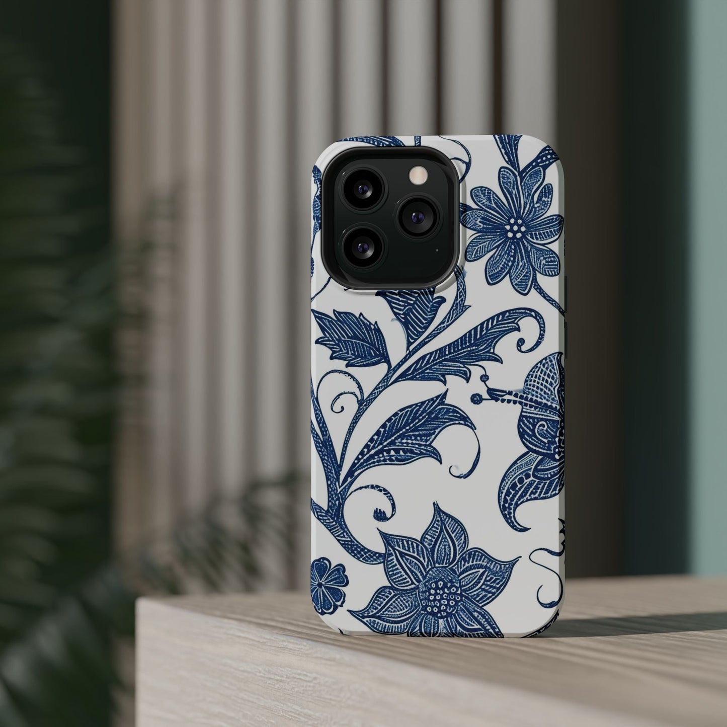 Blue Floral Magnetic Impact - Resistant Phone Case - DIGITAL X