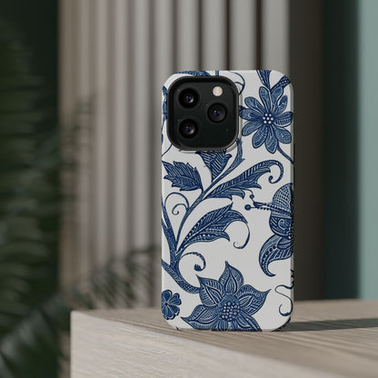 Blue Floral Magnetic Impact - Resistant Phone Case - DIGITAL X