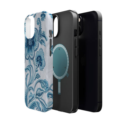 Blue Floral Magnetic Impact - Resistant Phone Case - DIGITAL X