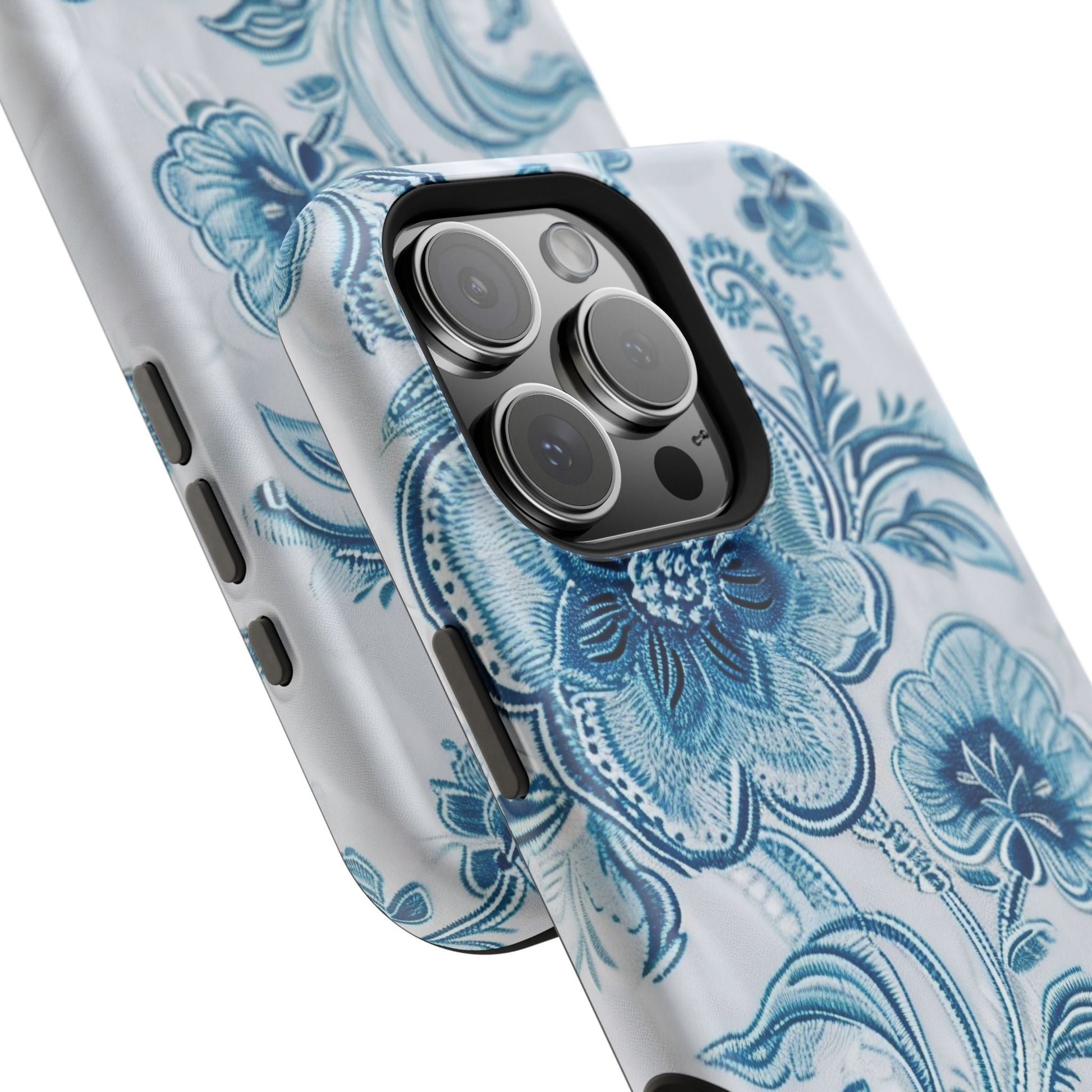 Blue Floral Magnetic Impact - Resistant Phone Case - DIGITAL X