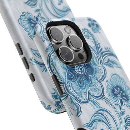 Blue Floral Magnetic Impact - Resistant Phone Case - DIGITAL X