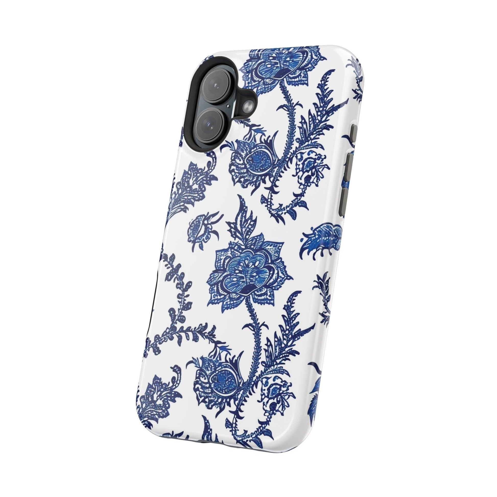 Blue Floral Magnetic Impact - Resistant Phone Case - DIGITAL X