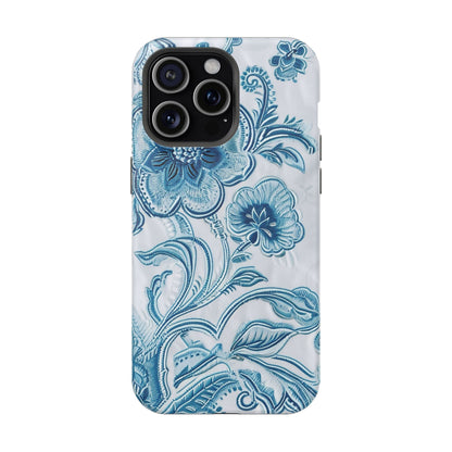 Blue Floral Magnetic Impact - Resistant Phone Case - DIGITAL X