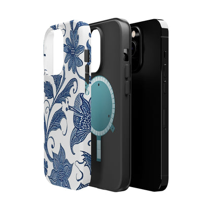 Blue Floral Magnetic Impact - Resistant Phone Case - DIGITAL X