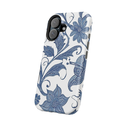 Blue Floral Magnetic Impact - Resistant Phone Case - DIGITAL X