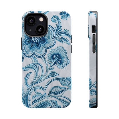 Blue Floral Magnetic Impact - Resistant Phone Case - DIGITAL X