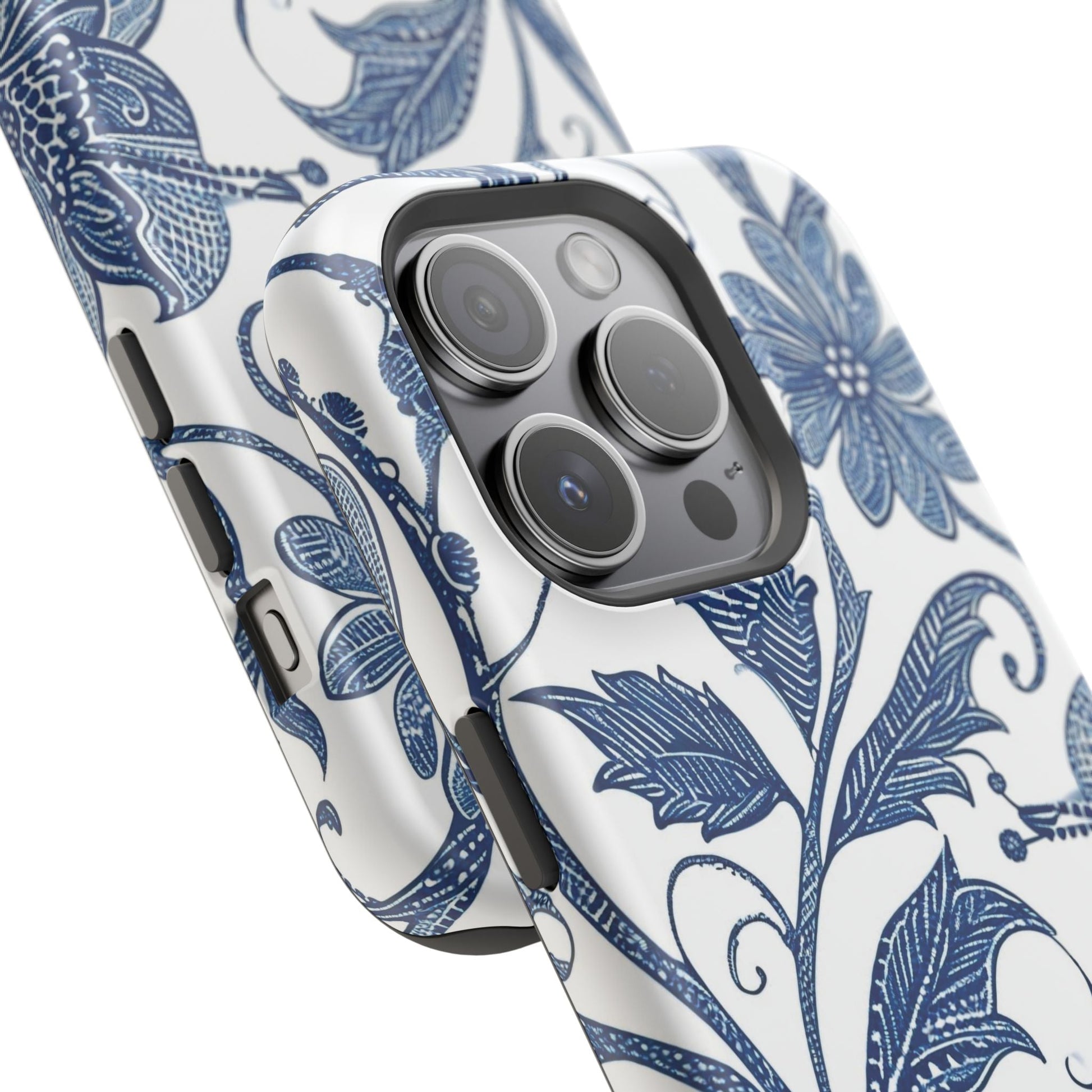 Blue Floral Magnetic Impact - Resistant Phone Case - DIGITAL X
