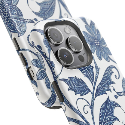 Blue Floral Magnetic Impact - Resistant Phone Case - DIGITAL X