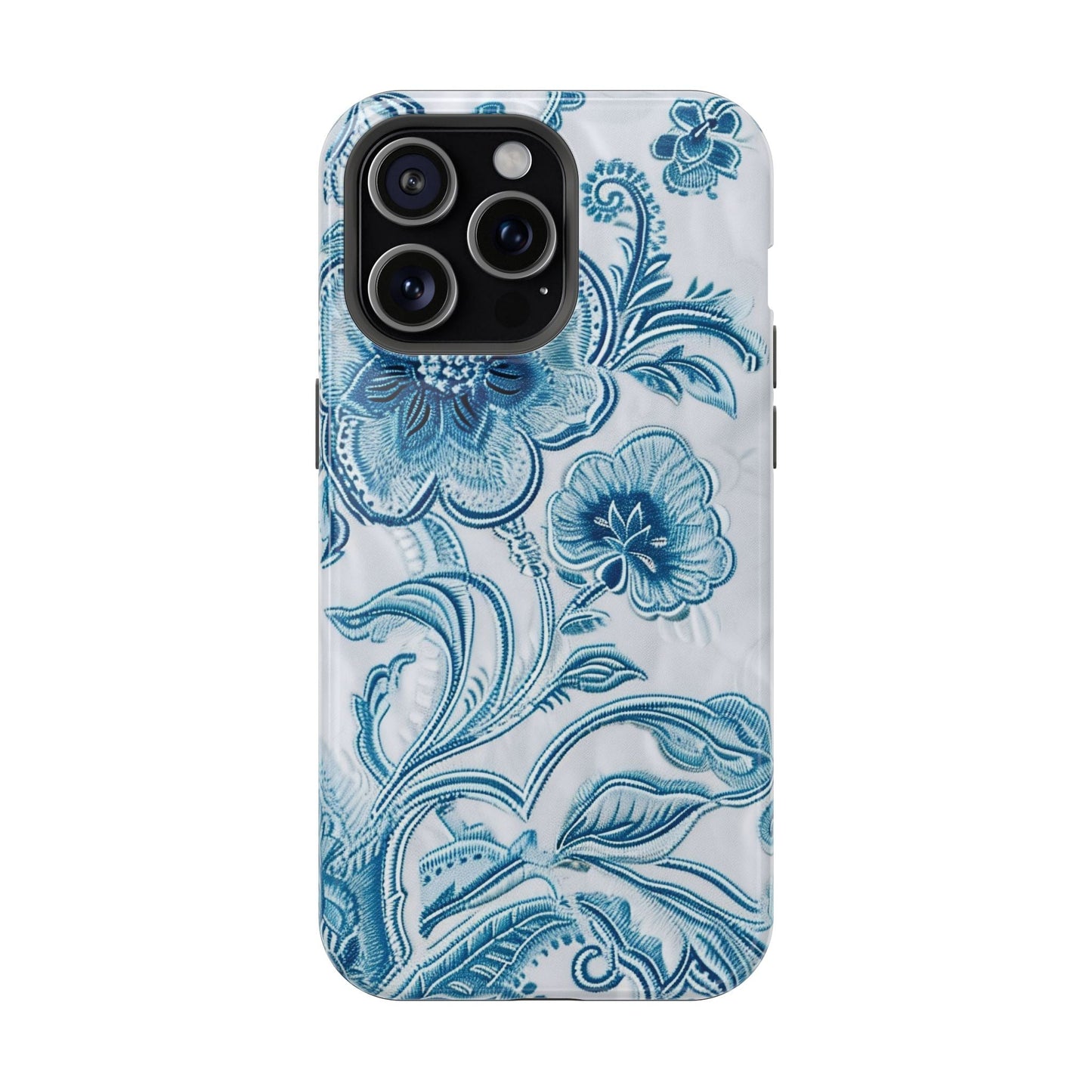 Blue Floral Magnetic Impact - Resistant Phone Case - DIGITAL X