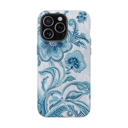 Blue Floral Magnetic Impact - Resistant Phone Case - DIGITAL X