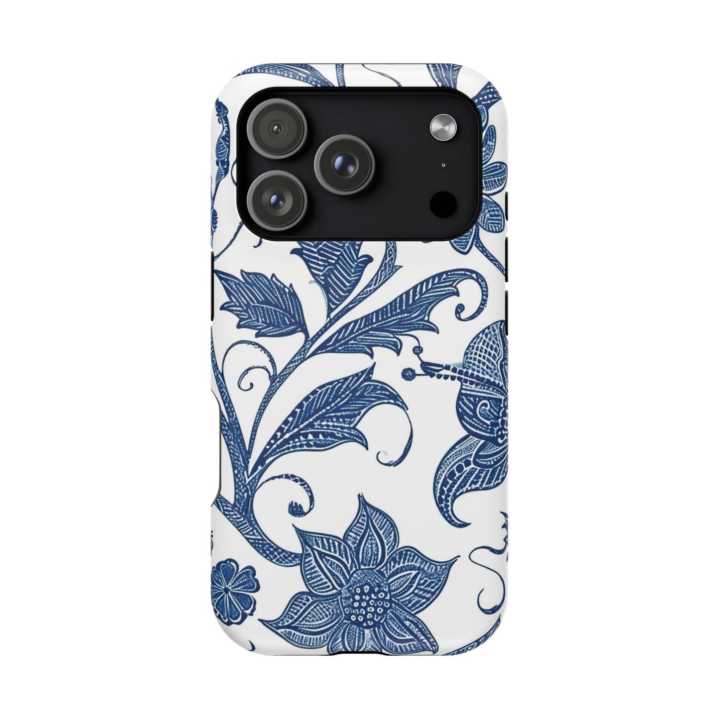 Blue Floral Magnetic Impact - Resistant Phone Case - DIGITAL X