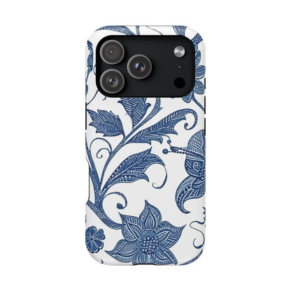 Blue Floral Magnetic Impact - Resistant Phone Case - DIGITAL X
