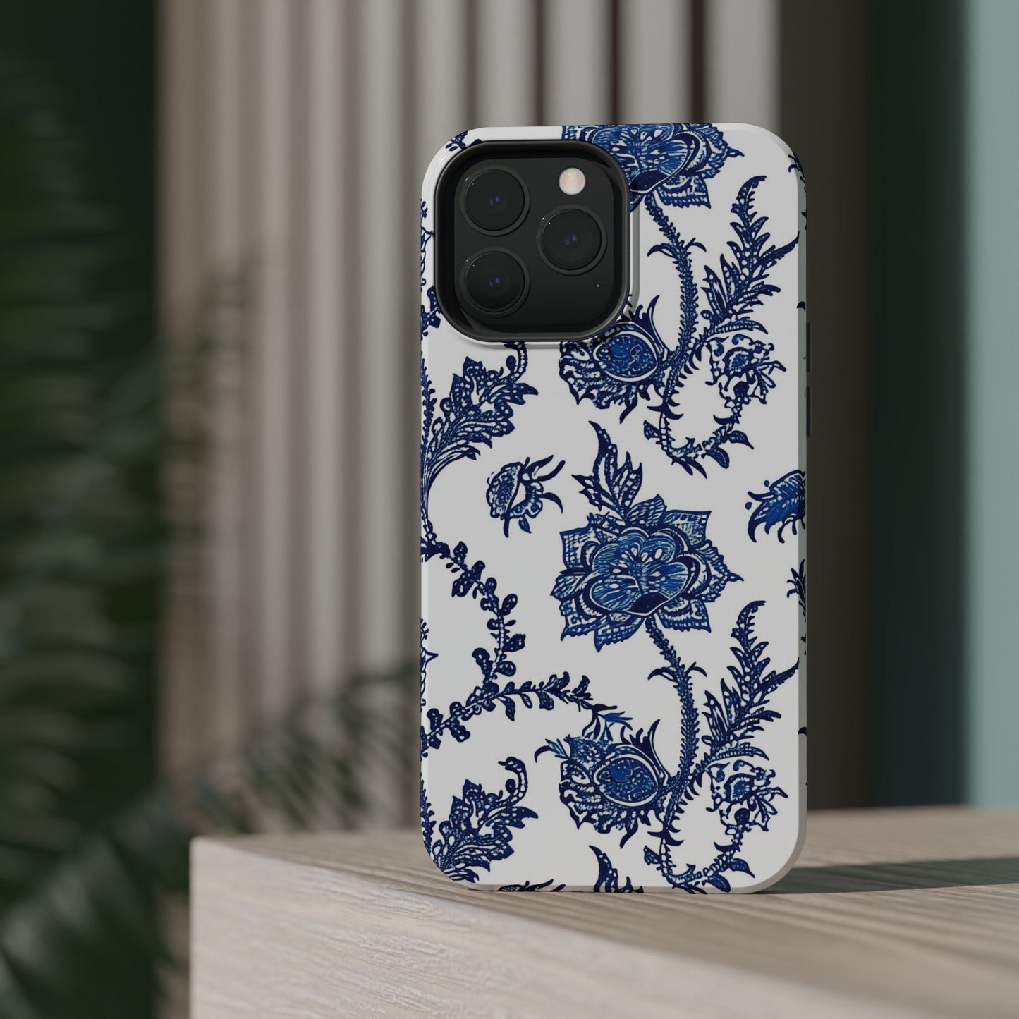 Blue Floral Magnetic Impact - Resistant Phone Case - DIGITAL X
