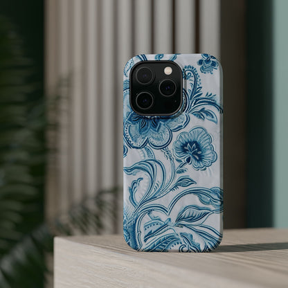 Blue Floral Magnetic Impact - Resistant Phone Case - DIGITAL X