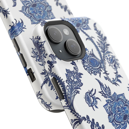 Blue Floral Magnetic Impact - Resistant Phone Case - DIGITAL X