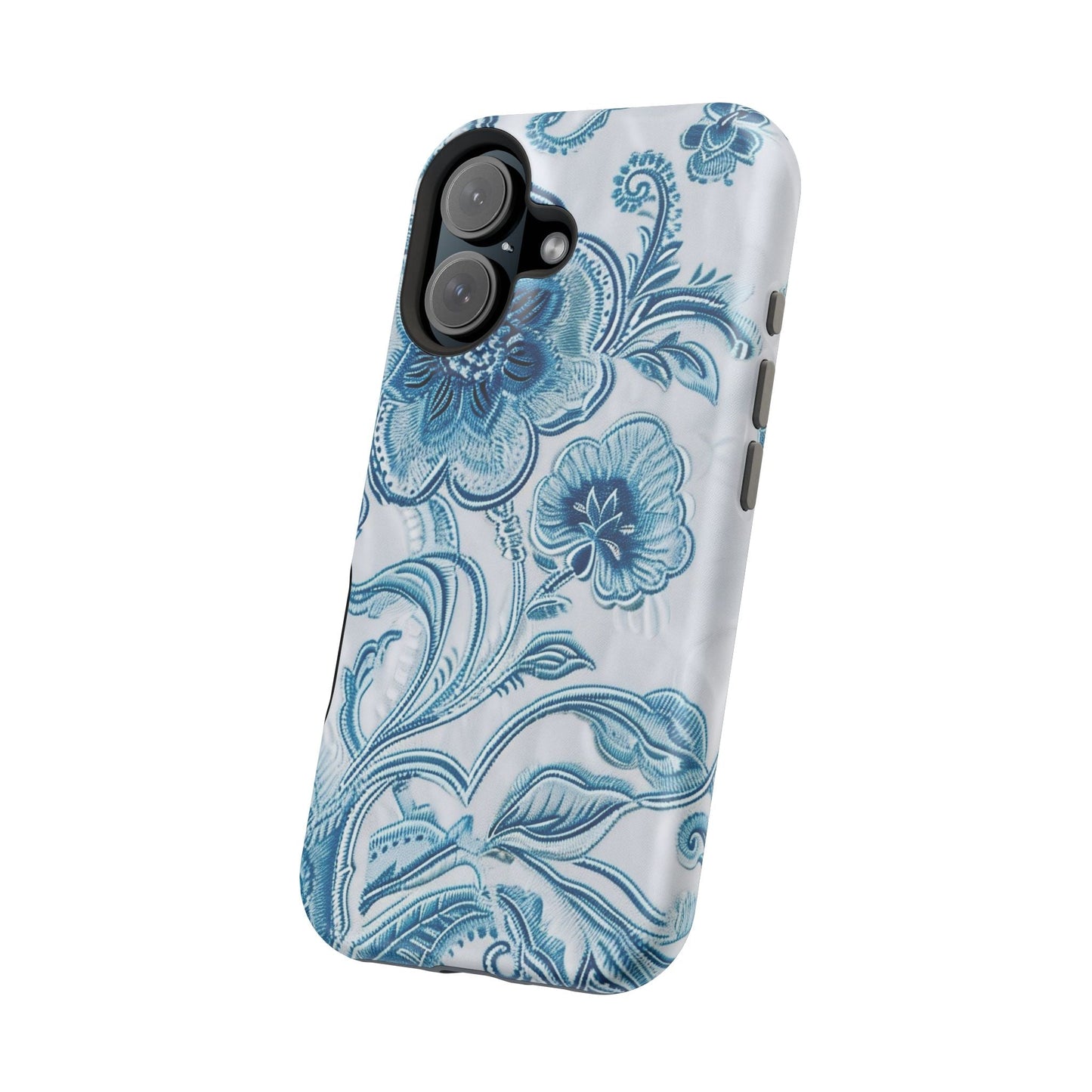 Blue Floral Magnetic Impact - Resistant Phone Case - DIGITAL X