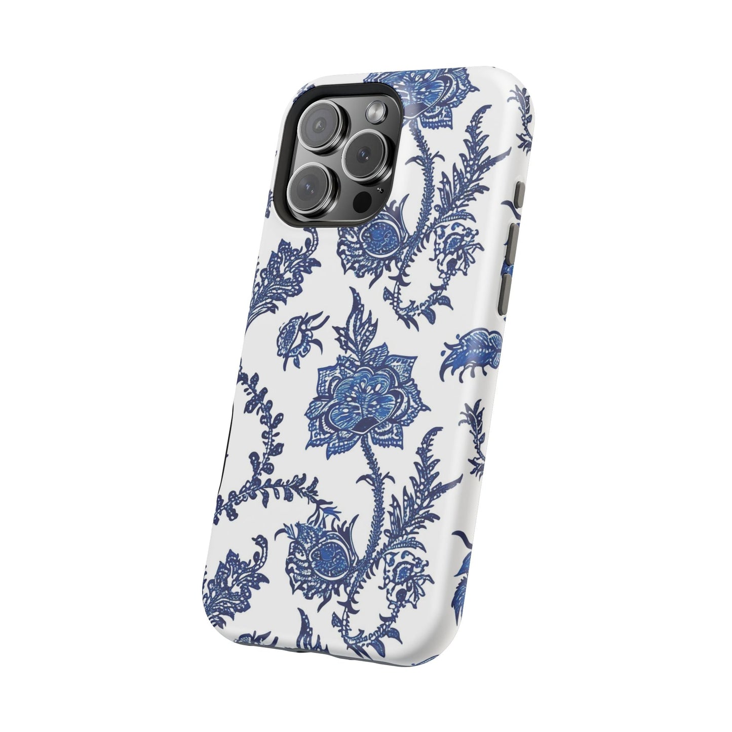 Blue Floral Magnetic Impact - Resistant Phone Case - DIGITAL X