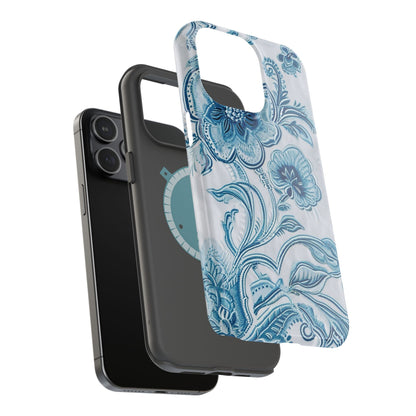 Blue Floral Magnetic Impact - Resistant Phone Case - DIGITAL X