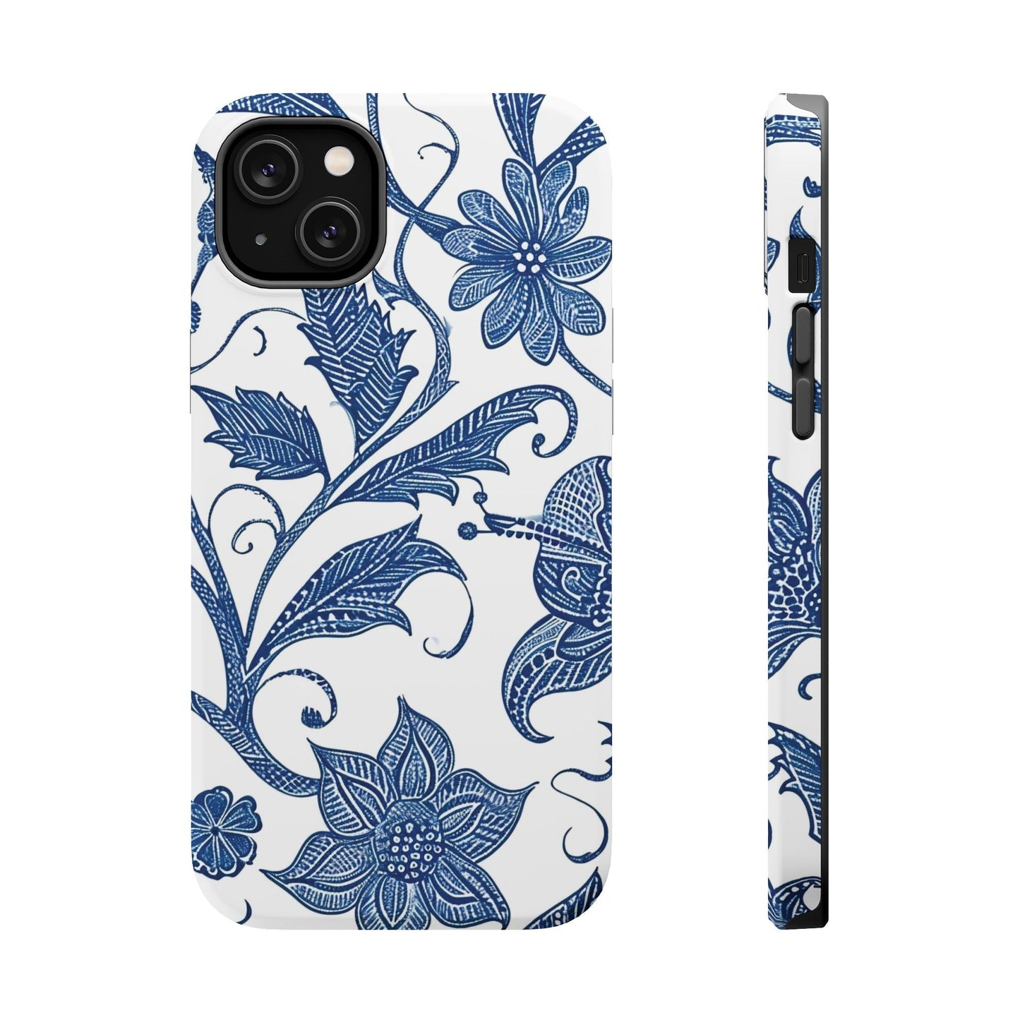 Blue Floral Magnetic Impact - Resistant Phone Case - DIGITAL X